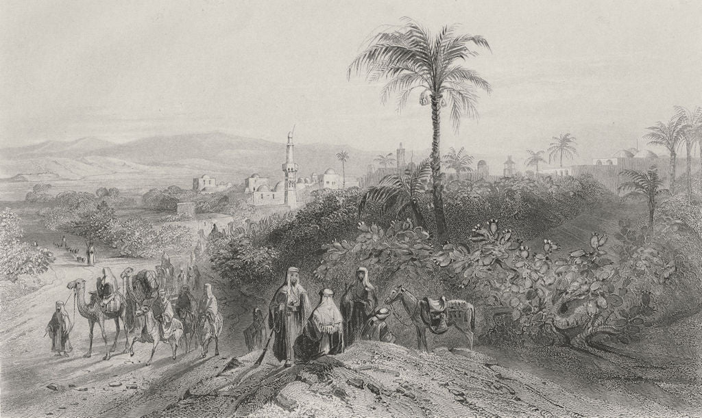 ISRAEL. Ramla, with hills of Judea-Bartlett 1847 old antique print picture